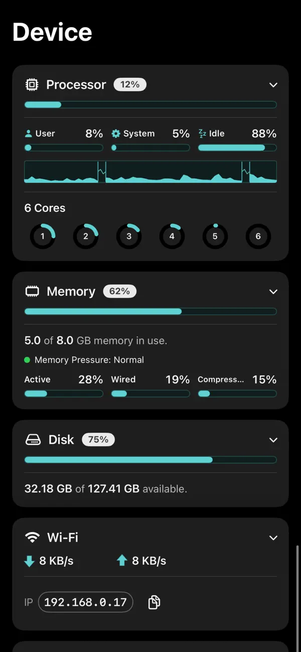 Screenshot #1 pour Stats Panel - Moniteur Système