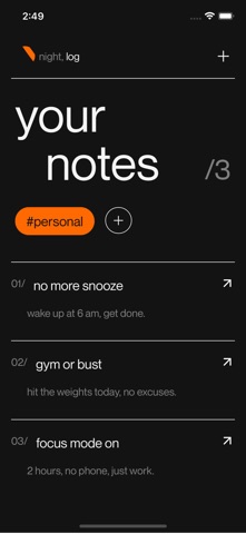 log: notes for self discipline iPhone screenshot