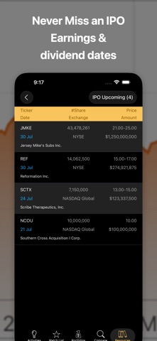 Stocks Live + Dividend Tracker iPhone screenshot