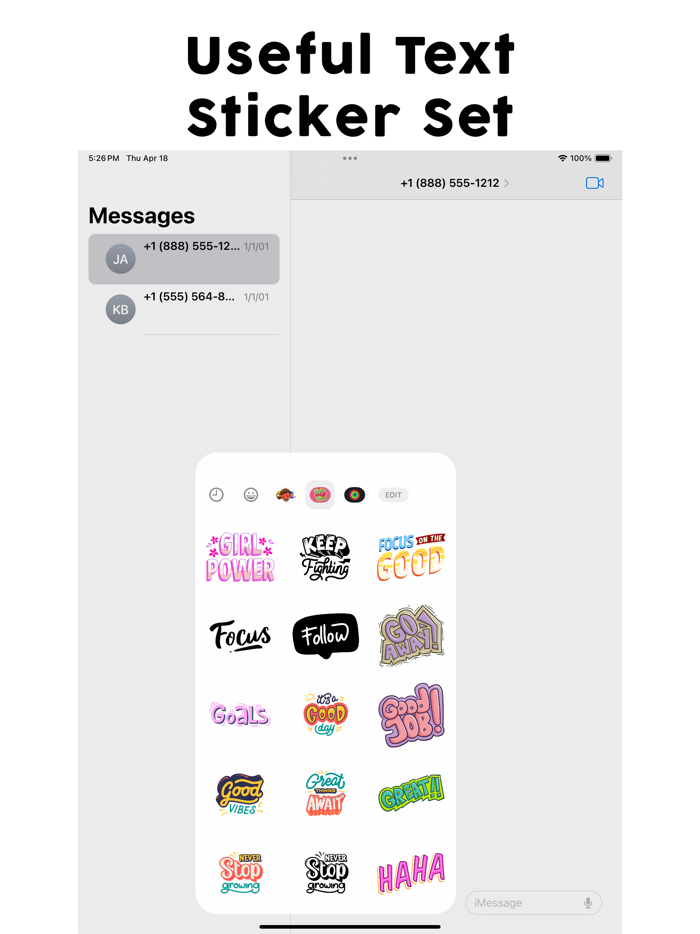 Useful Text Stickers Set