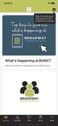 Broadway UMC app screenshot