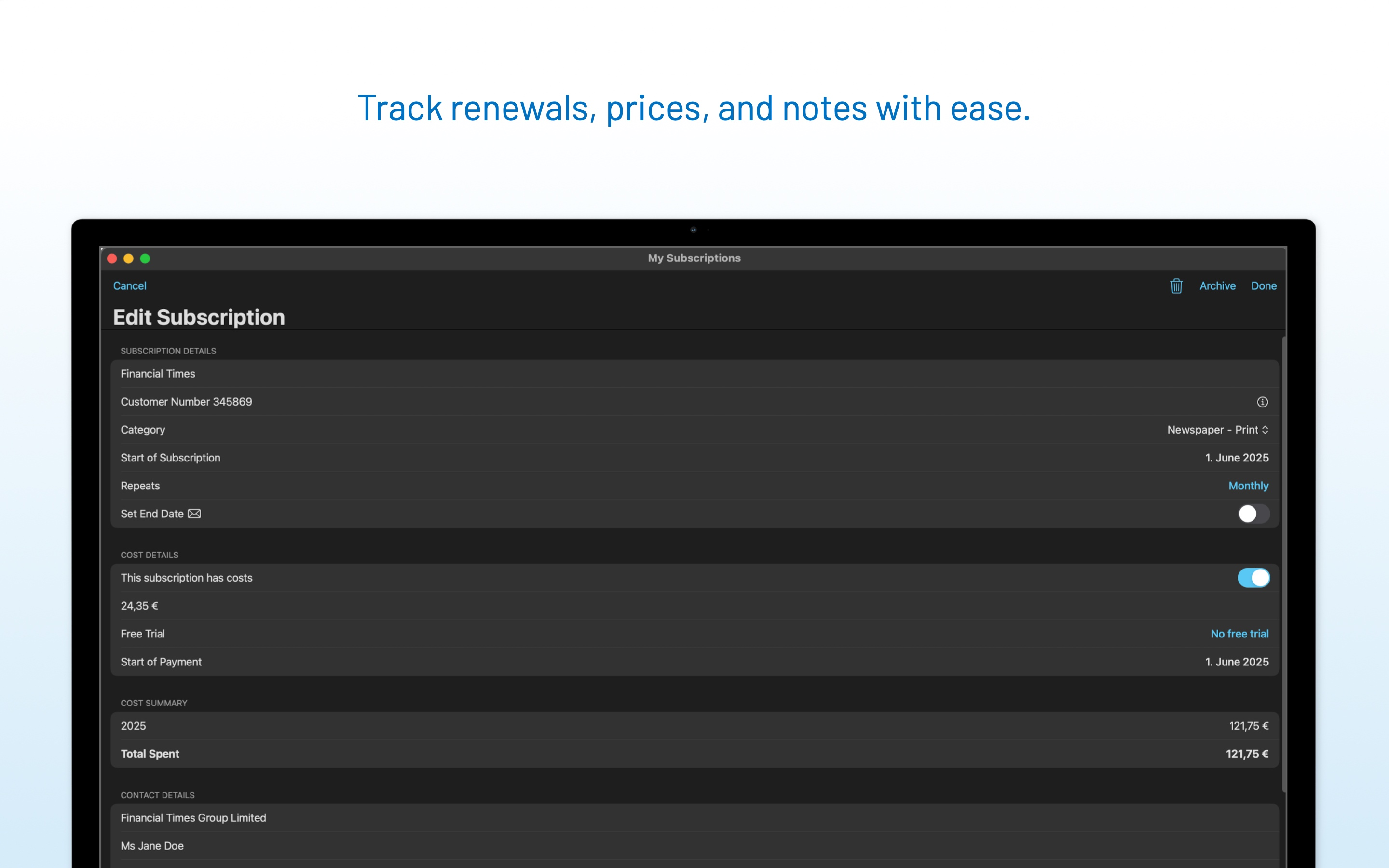 Subscription Organizer screenshot 19