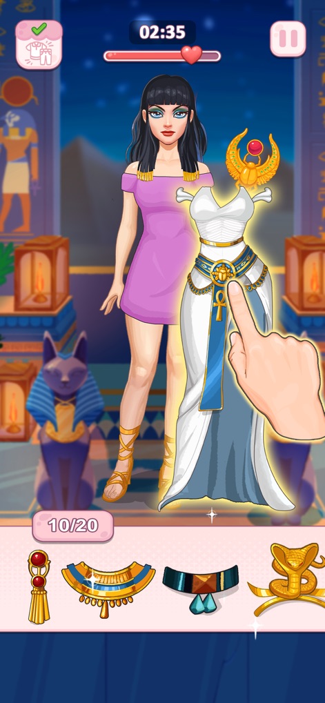 Cosplaydom - Discover the process of assembling an iconic Egyptian-inspired outfit, featuring a beautifully detailed white and gold gown and an array of intricate necklaces and earrings.