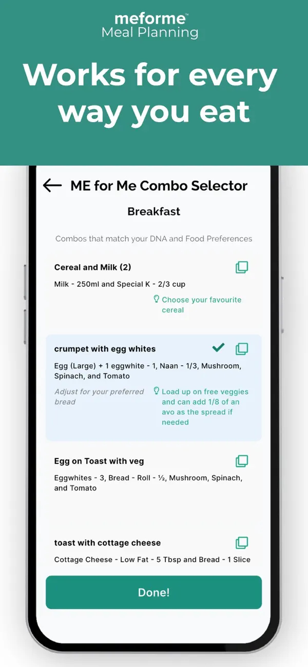 Screenshot #2 pour meforme™: Dietitian Meal Plans