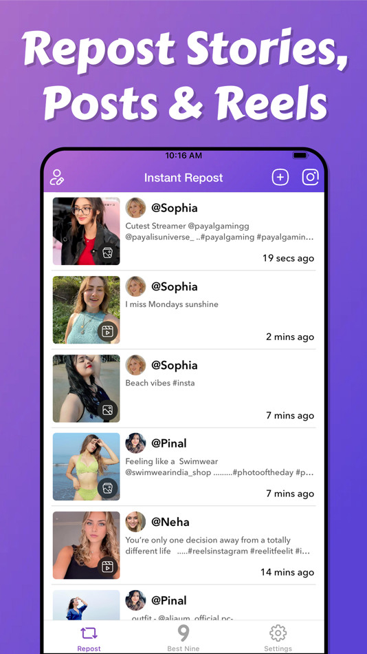 #2. Instant Repost & Best Nine (iOS) By: Instant Digital