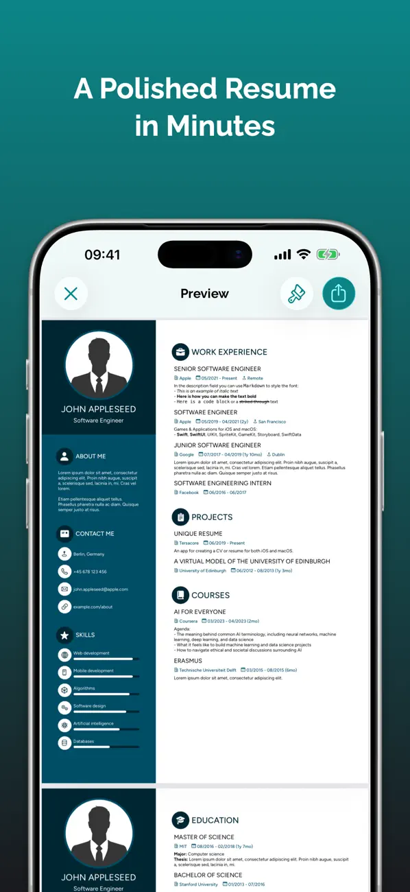 Screenshot #1 pour Vitario — Unique Resume