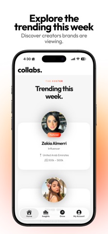 Collabs: Creator Discovery iPhone screenshot