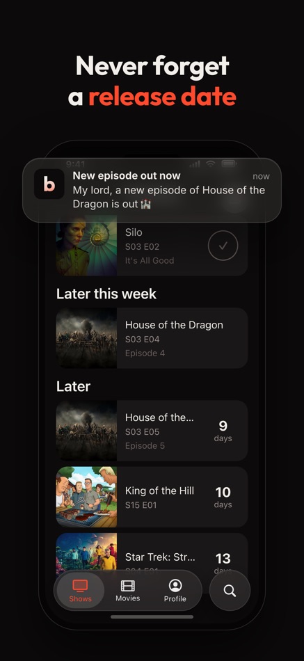 #2. Bingers: TV & Movie Tracker (iOS) Av: Onbox Labs, Inc.