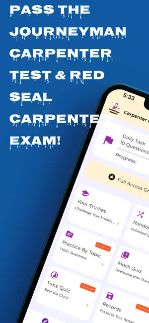 Carpenter Practice Test screenshot 1
