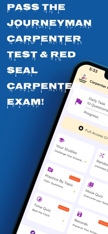 Carpenter Practice Test Screenshot 1 of 9