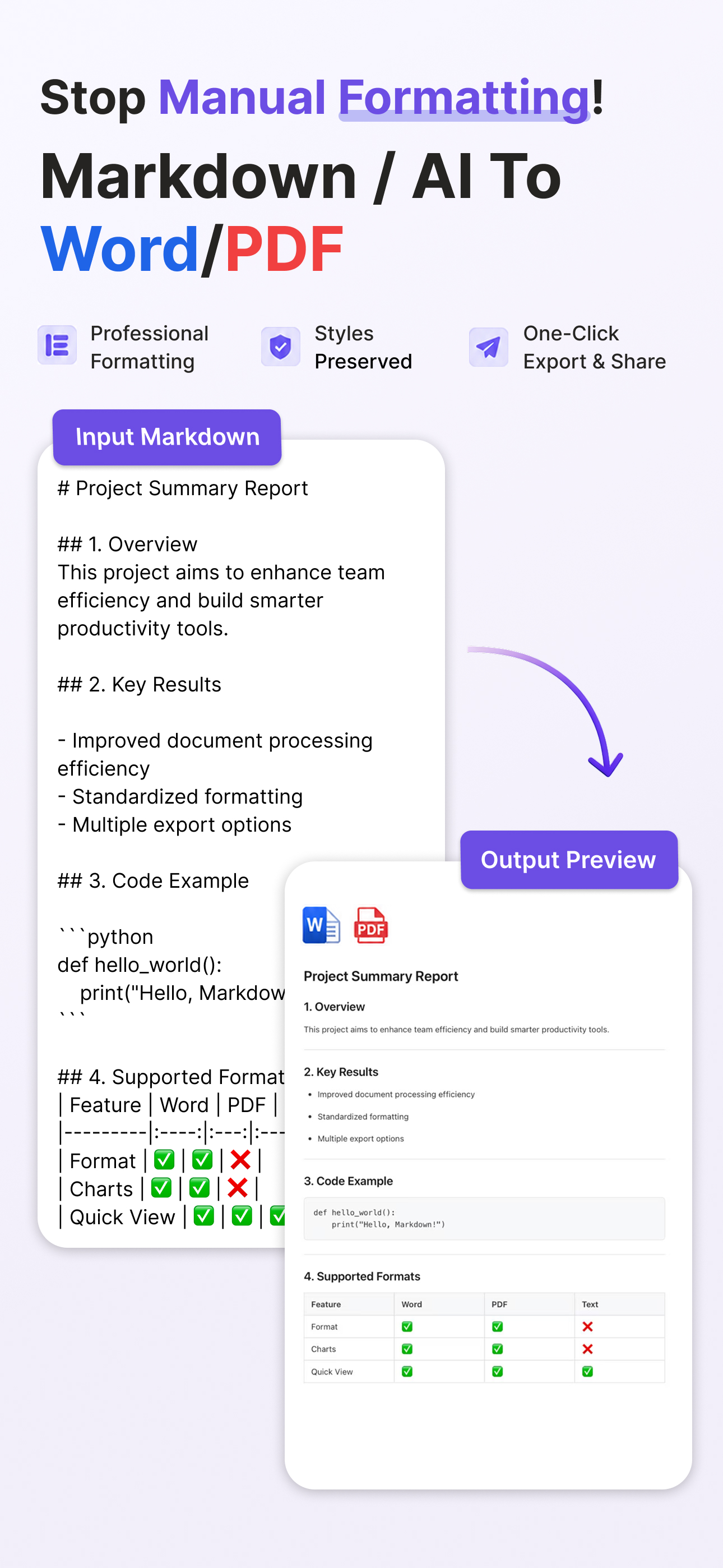 Markdown Converter - .docx/PDF