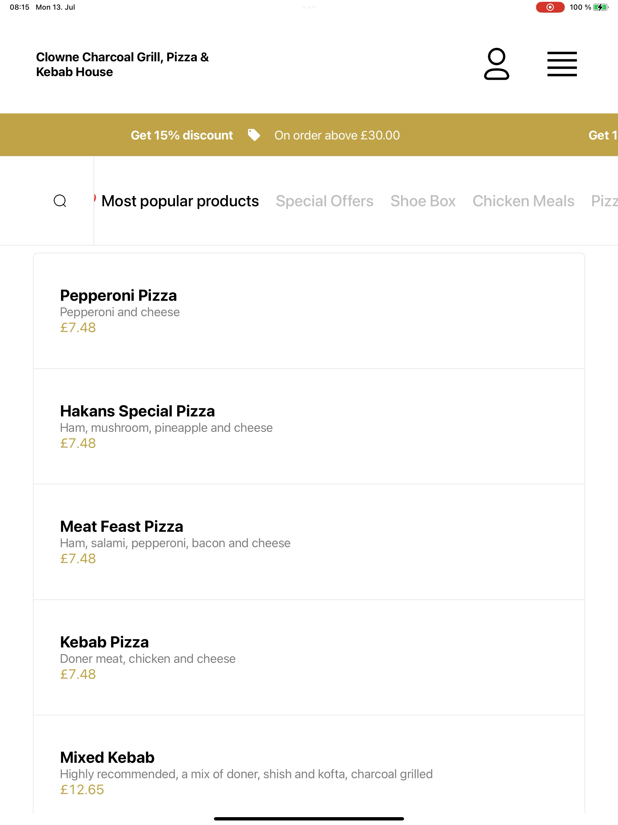 Clowne Charcoal Grill, Pizza screenshot 14