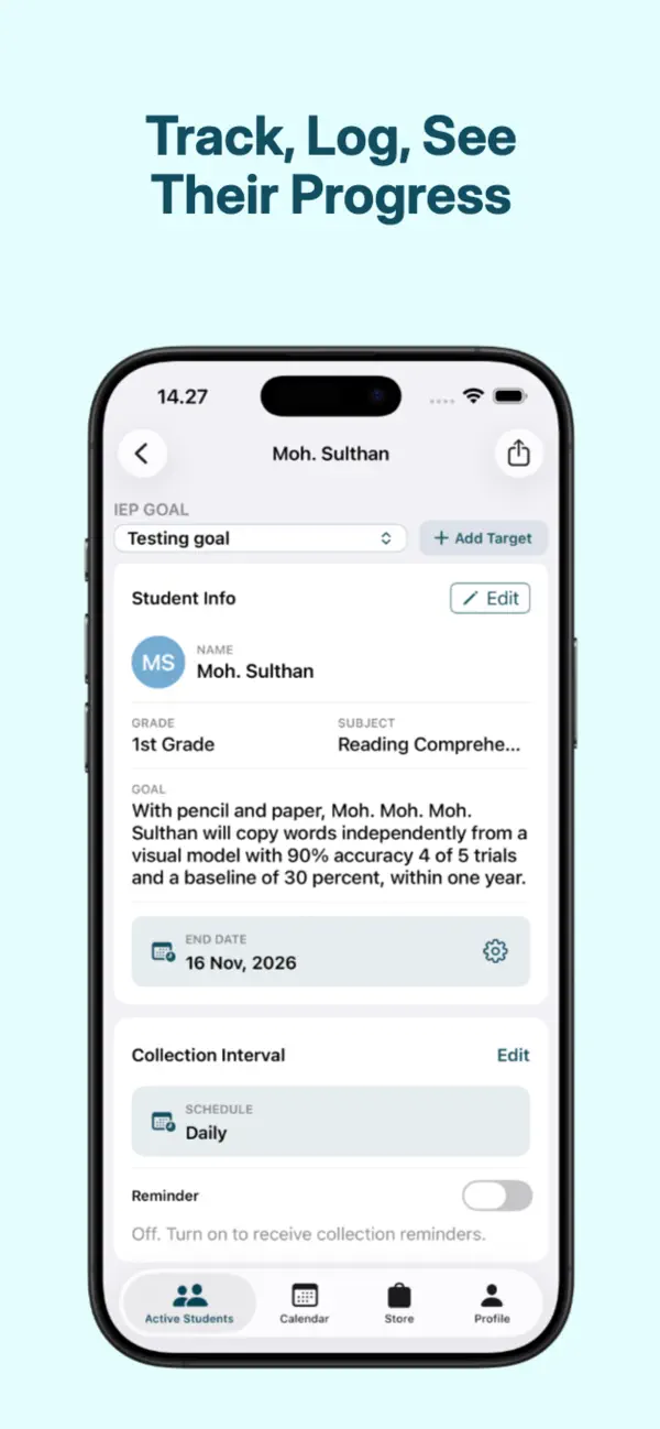 SPED Goals: IEP Tracker Screenshot 3