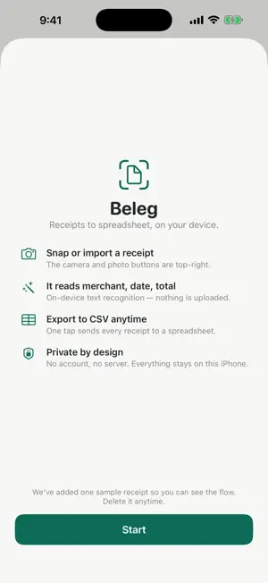 Beleg: Receipts to Sheets screenshot 2