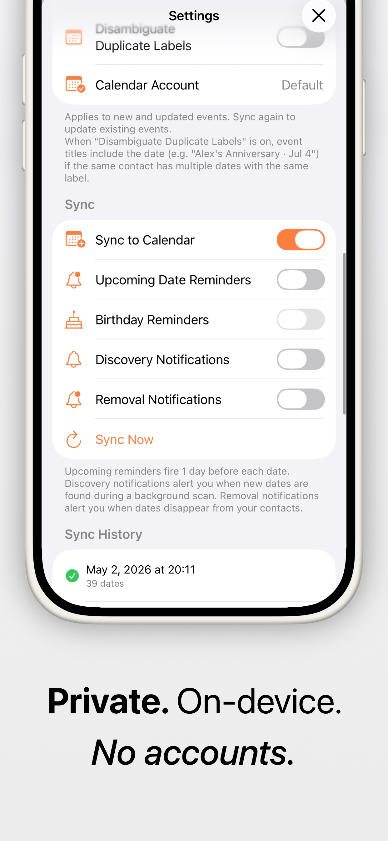 KeepDates - Contact Dates