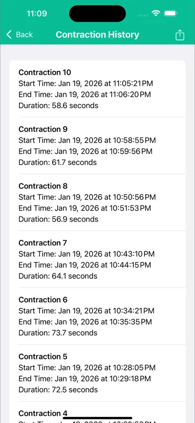 Contraction Timing screenshot 3