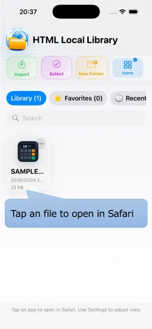 HTML Local Library for Safari iPhone screenshot 3