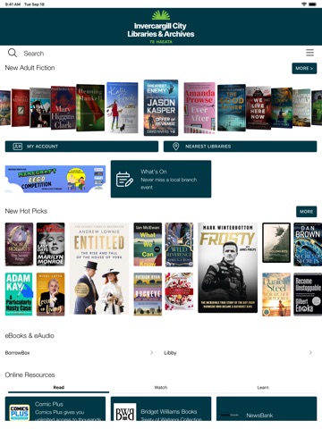 Invercargill City Libraries iPad screenshot