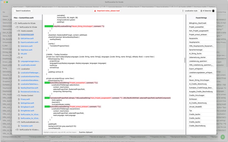 SwiftLocalize for XCode app screenshot
