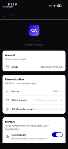 Threo: Secure AI for Work iPhone screenshot