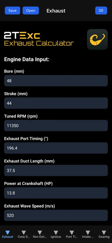 2TExc - 2T Exhaust Calculator screenshot 4 of 10