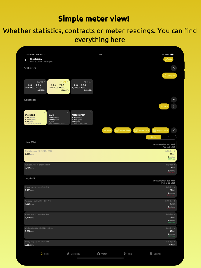 Meter readings  Read save