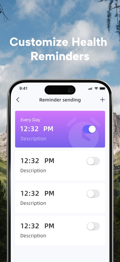 AI Health Pulse - Heart Rate - The app empowers users to manage their health proactively with customizable daily reminder toggles and the ability to set multiple specific time slots for measurements or logging.