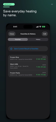 MicroCalc for microwave oven iPhone screenshot