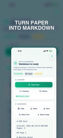 Scan to Markdown iPhone screenshot