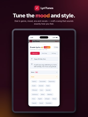 LyriTunes - Lyrics, Song Maker iPad screenshot