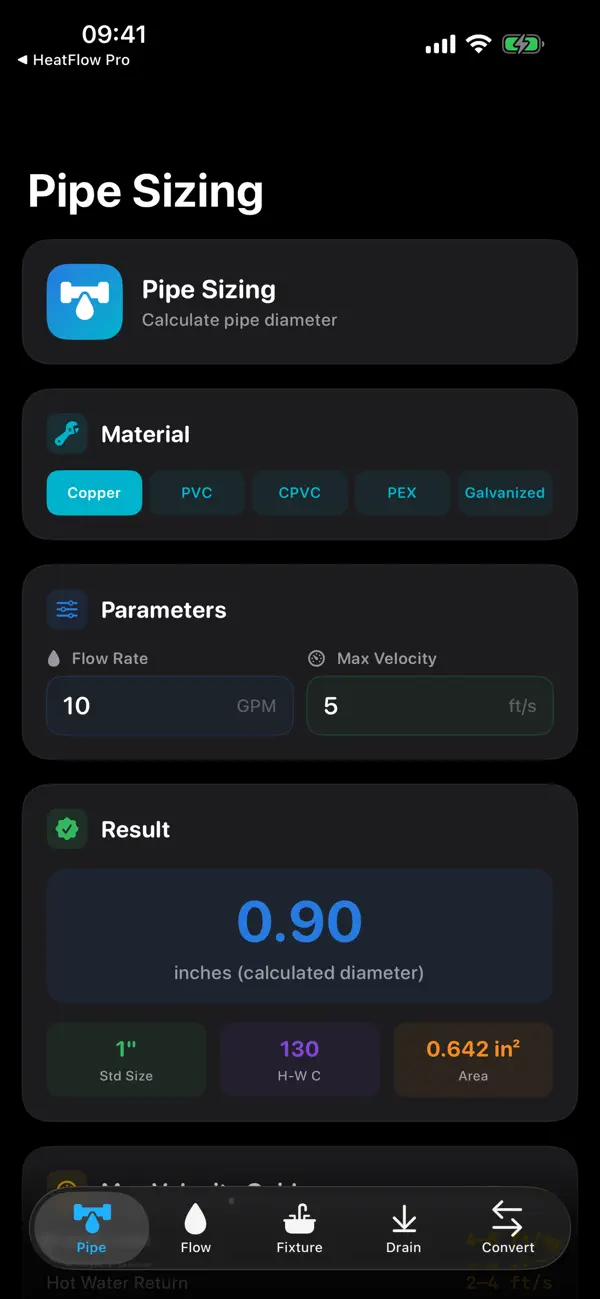 Screenshot #1 pour PlumbCalc Pro max
