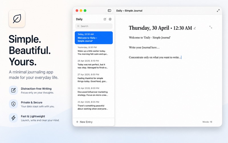 Screenshot #1 pour Daily – Simple Journal