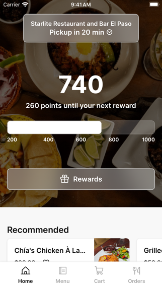 Starlite Restaurant and Bar app screenshot
