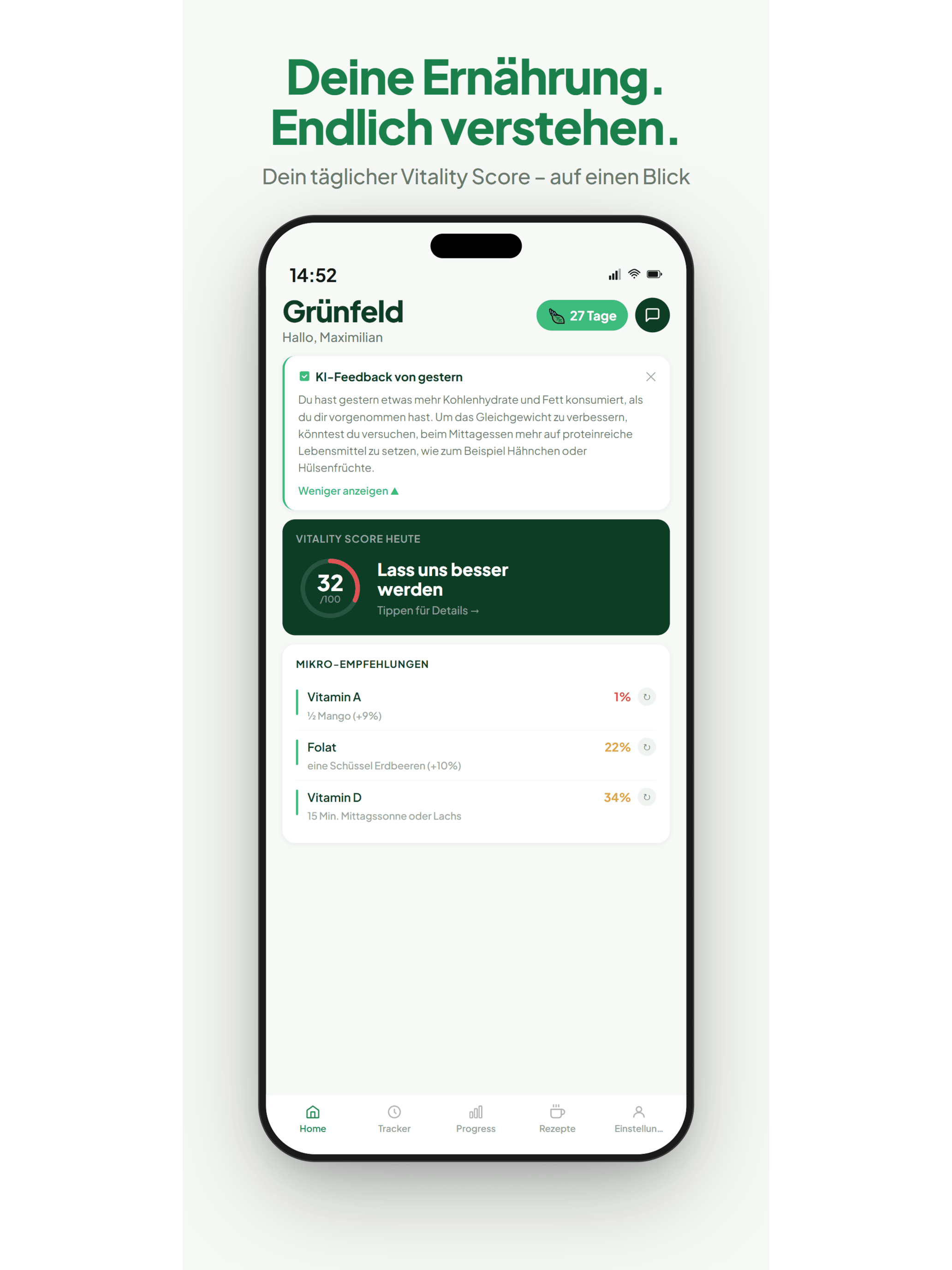 Grünfeld - Ernährung & Tracker screenshot 9