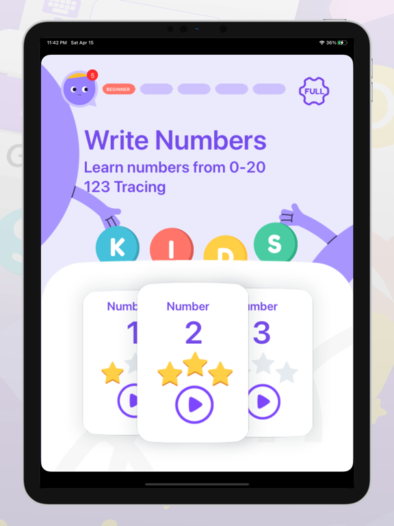 Write Numbers : Tracing 123 +3