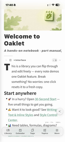 Oaklet Notes iPhone screenshot