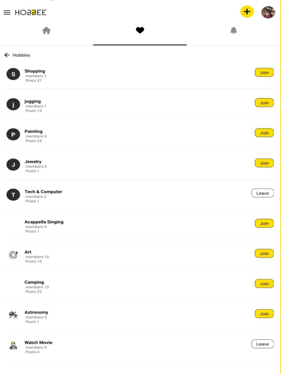 Hobbee iPad screenshot 2 - Social Networking app