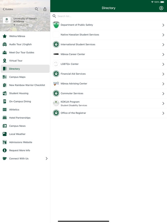 University of Hawaii at Manoa app screenshot