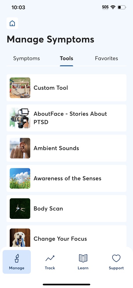 PTSD Coach manage symptoms tools