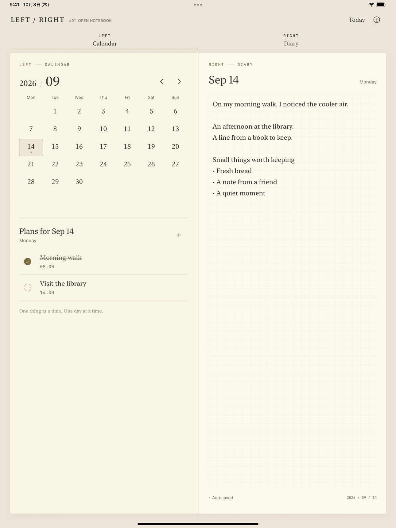 Screenshot 4 of LEFT / RIGHT — Diary & Plans