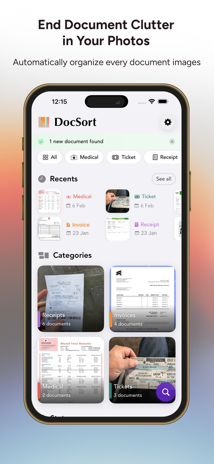 sort & find documents: DocSort