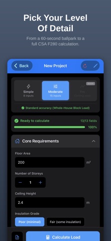 HVAC Load Calculator CSA F280 iPhone screenshot