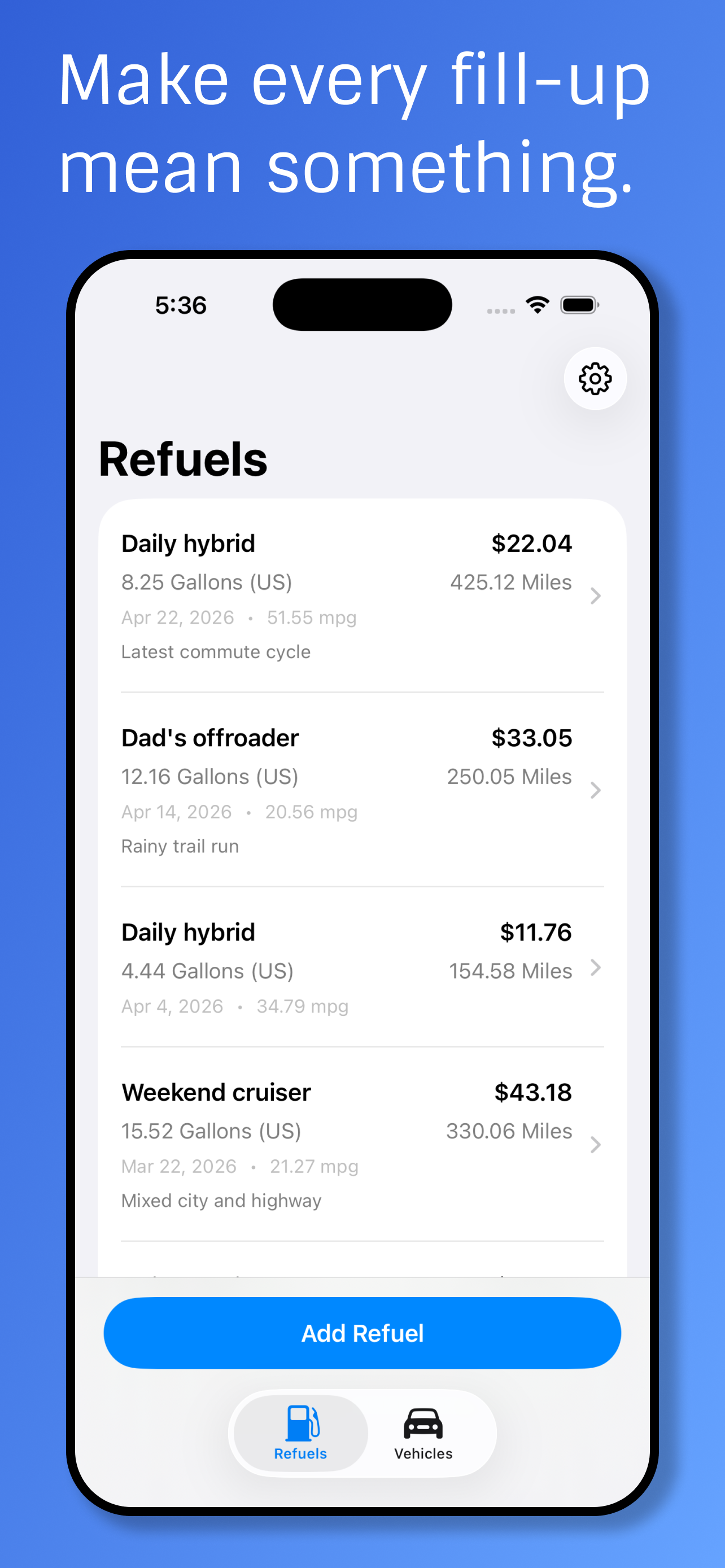 Fuel Use - Economy Tracker