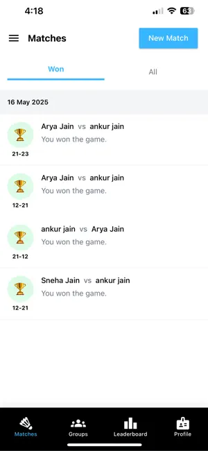 Guzo: Badminton score & stats screenshot 2