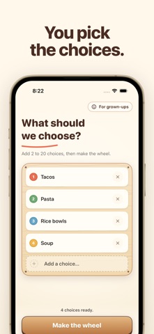 Spin4: Family Choice Wheel iPhone screenshot