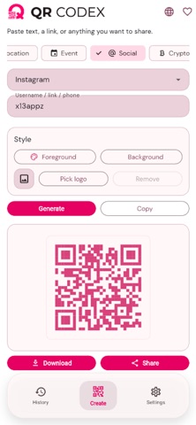 QR CODEX - GENERATE QR CODES Screenshot 4 of 4
