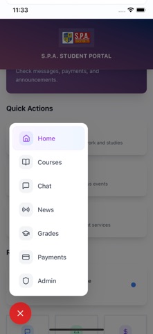 S.P.A. Student Portal screenshot