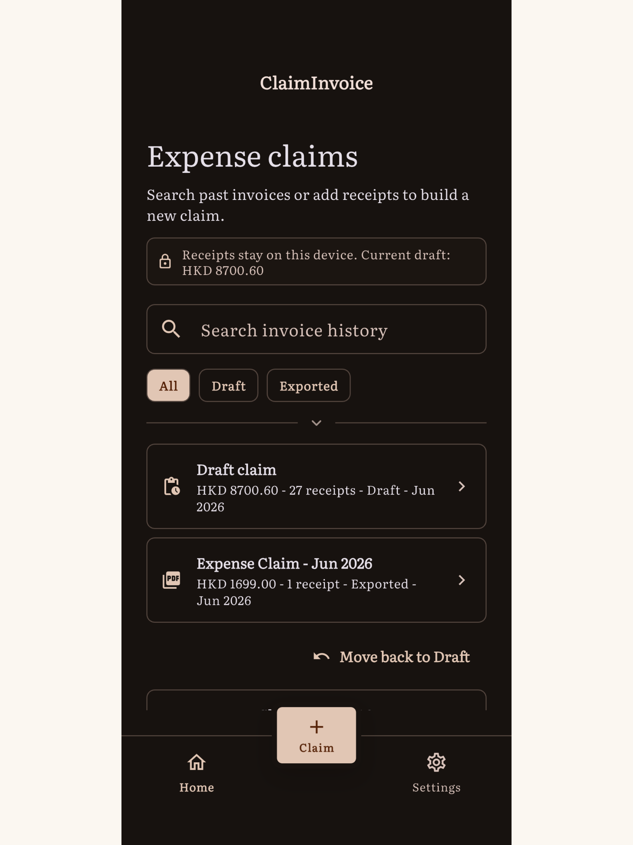 ClaimInvoice: Receipt Claims screenshot 7