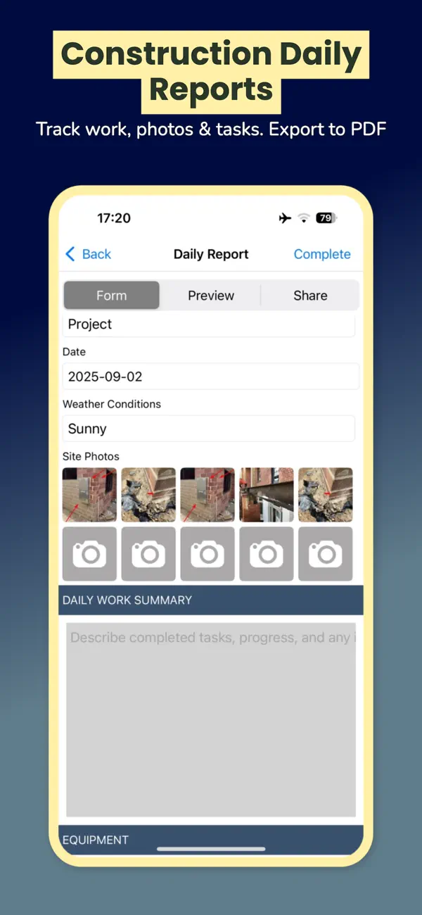 #1. Construction Daily Reports App (iOS) By: Volodymyr Oliennikov