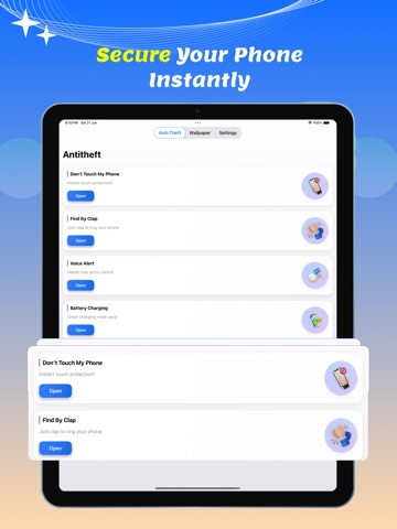 Anti theft : Don't touch phone iPad screenshot